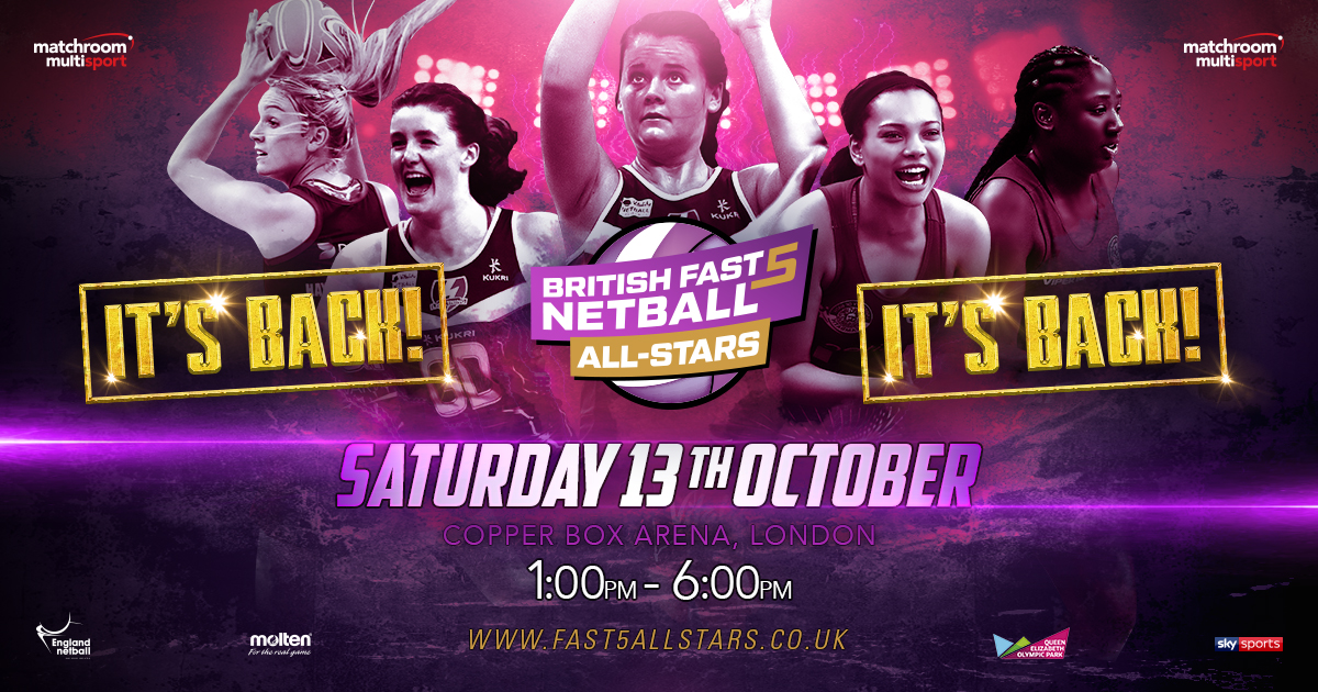 British Fast5 Netball All-Stars Championship Returns October 13